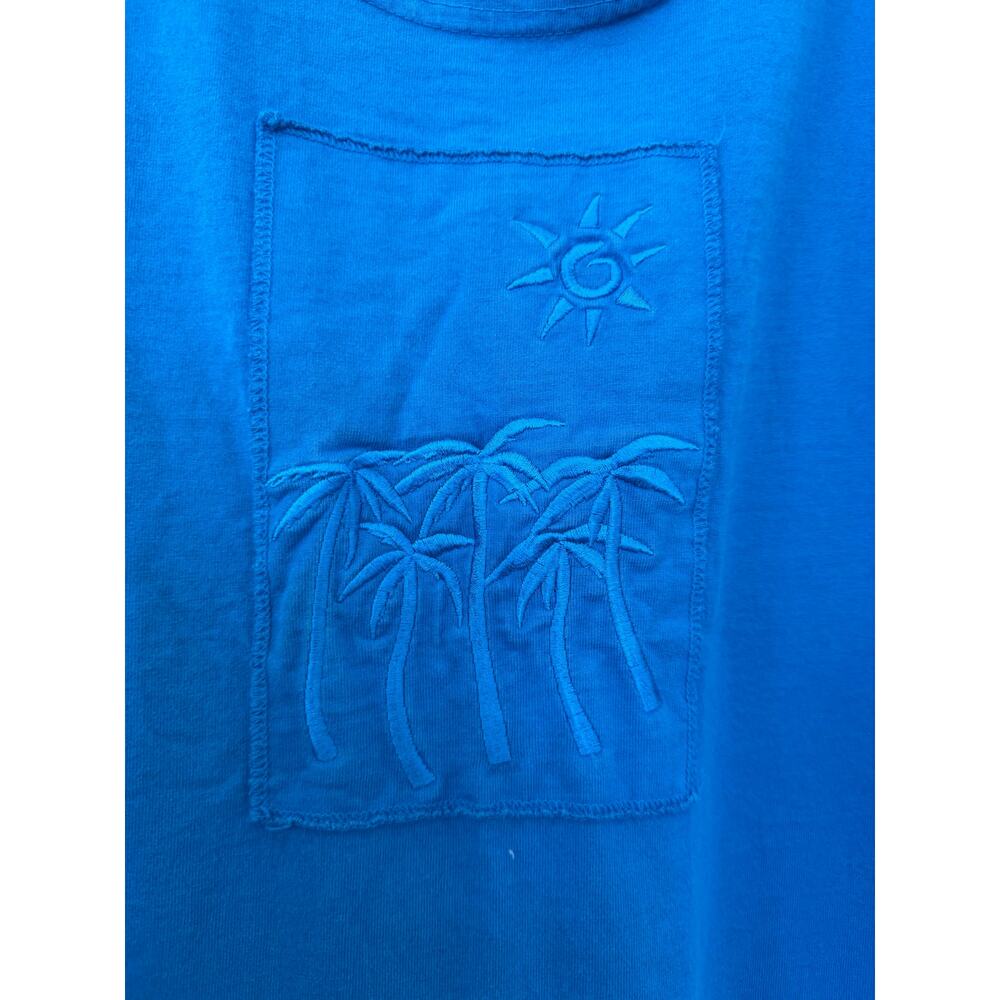 VTG Cactus California Boho 90’s Blue Palm Graphic Maxi Sleeveless Shirt Dress XL - Picture 3 of 11
